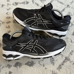 Asics Gel Kayano 26 1012A457 Black White Running Shoes D5